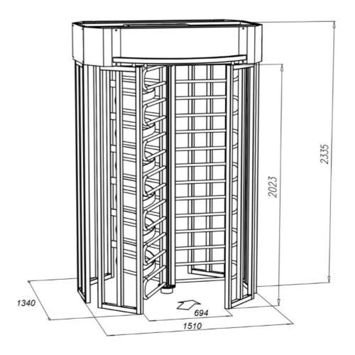 Турникет полноростовой ОМА-18.686 (CA) из нержавеющей стали