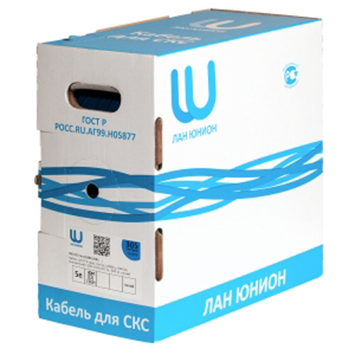 Кабель витая пара неэкранированный U/UTP ЛЮ-КСС-5e.4.10ВН.12Б3, внутренний