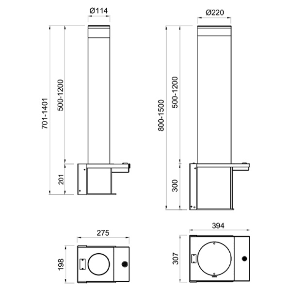 Блокиратор съемный Came TBD 220S900 RMB-INOX, диаметр 220 мм, высота 900 мм