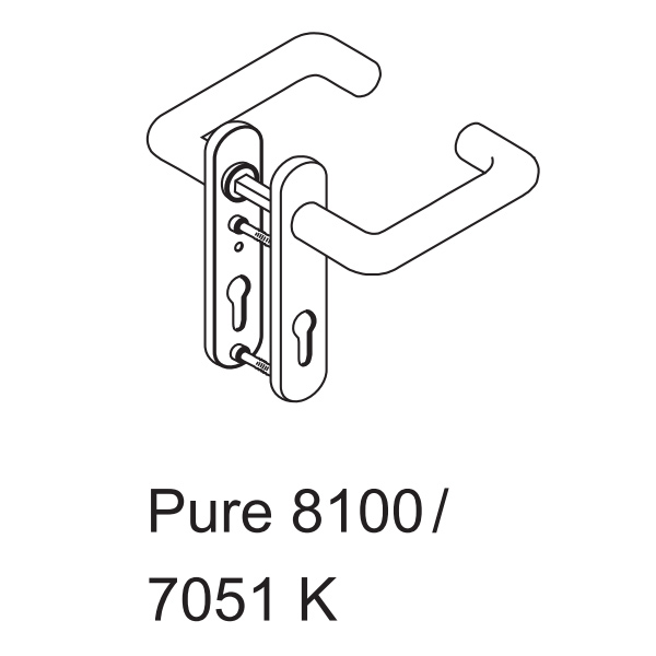 Комплект ручек dormakaba Pure 8100 / 7051K PZ/72 для сплошных дверей Комплект ручек dormakaba Pure 8100 / 7051K PZ/72 для сплошных дверей