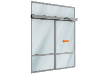 Автоматическая раздвижная дверь Doorhan (одна подвижная лайтстворка,одна неподвижная и фрамуга сверху) для привода AD-SP