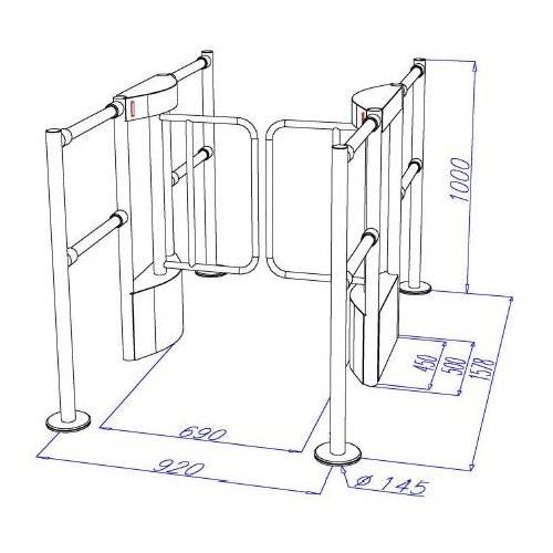 Турникет с распашными створками ОМА-36.786 (LI) из нержавеющей стали