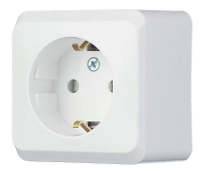 Розетка накладная Schneider Electric Этюд с заземлением, со шторками, IP20, белый