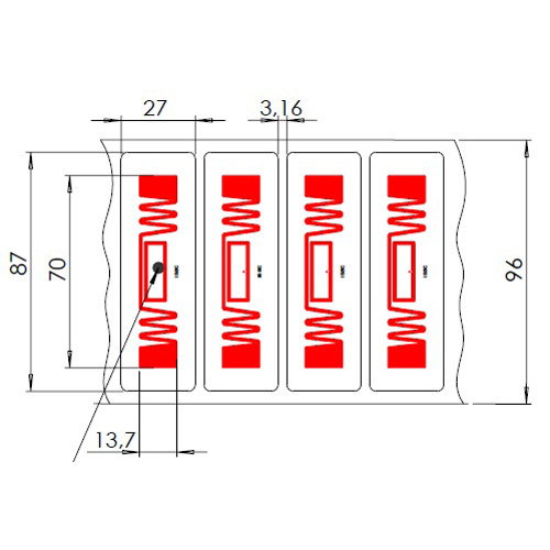 Метка Labels 87x27 UHF, UCODE8, бумажная наклейка (70x13,7) Метка Labels 87x27 UHF, UCODE8, бумажная наклейка (70x13,7)