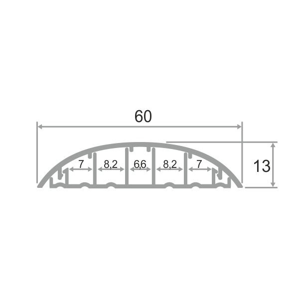 Универсальный алюминиевый порог для пола с кабель-каналом ПО 62, 2,7 м