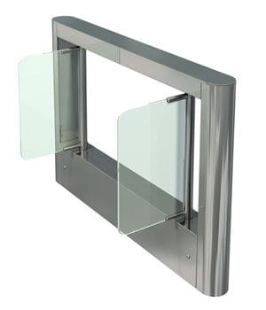Боковая стойка турникета с распашными створками ОМА-86.687 (АV) из нержавеющей стали и стекла Боковая стойка турникета с распашными створками ОМА-86.687 (АV) из нержавеющей стали и стекла