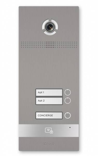 Вызывная панель на 2 абонента Bas-IP BI-02FB Silver с идентификацией по смартфону и распознаванием лиц