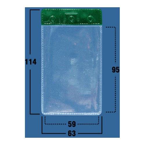 Карман мягкий прозрачный, вертикальный с цветной отделкой IDC06