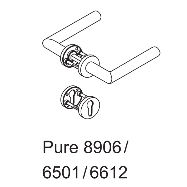 Комплект ручек dormakaba Pure 8906 / 6501 / 6612 для сплошных дверей Комплект ручек dormakaba Pure 8906 / 6501 / 6612 для сплошных дверей
