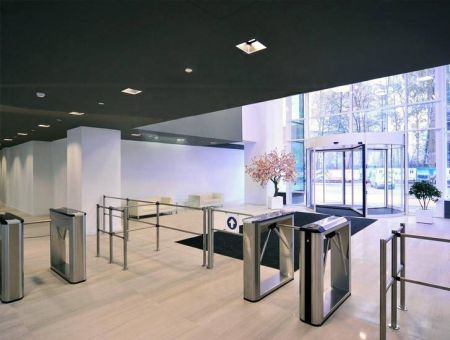 Турникет-трипод тумбовый PERCo-TBC01.1 (с планками) с картоприемником