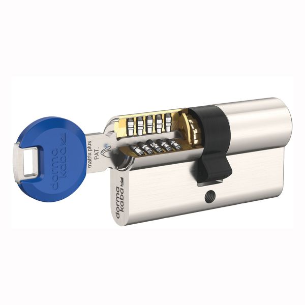 Евроцилиндр dormakaba matrix plus, ключ-ключ, никель, 5 ключей