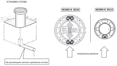 Подъемный механический боллард BFT SCUDO G 114/470- 4 Подъемный механический боллард BFT SCUDO G 114/470- 4