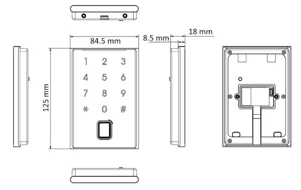 Считыватель HikVision DS-K1109DKFB отпечатков пальца и Mifare карт, с поддержкой Bluetooth и клавиатурой