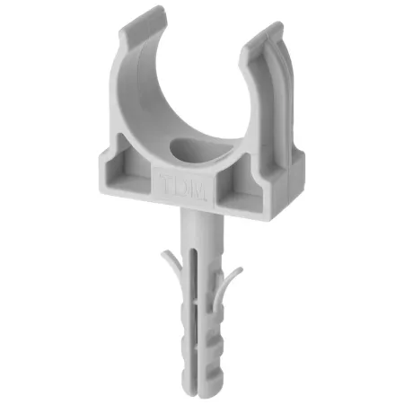 Крепеж-клипса для трубы 25 мм с дюбелем, серая TDM SQ0405-0093 (100 шт.)