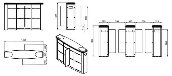 Турникет раздвижной двухпроходной Came Sliding Gate SG55, 550 мм, створки 900 мм (SG55S-DBL)