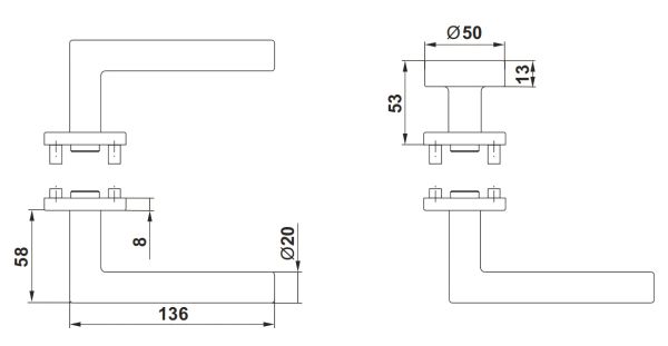 Комплект ручек dormakaba Pure 8906 / 6501 / 6612 для сплошных дверей Комплект ручек dormakaba Pure 8906 / 6501 / 6612 для сплошных дверей