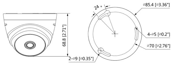HD-CVI видеокамера 2Мп Dahua DH-HAC-T1A21P-0280B
