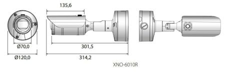Антивандальная сетевая IP-видеокамера 2Мп Wisenet XNO-6010R (2.4мм)