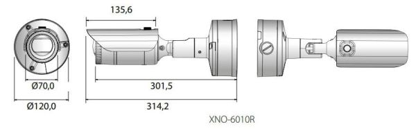 Антивандальная сетевая IP-видеокамера 2Мп Wisenet XNO-6010R (2.4мм)