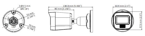 Уличная HD-TVI видеокамера HiWatch DS-T200A(B) (3.6 мм) с EXIR-подсветкой до 30 м и микрофоном
