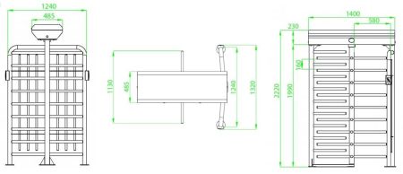 Турникет полноростовой ZKTeco FHT2400 4-х лопастной (90°), без считывателей