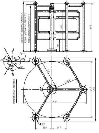 Турникет полуростовой Ростов-Дон Р2М1/3 из окрашенной стали Турникет полуростовой Ростов-Дон Р2М1/3 из окрашенной стали