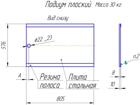 Подиум плоский Ростов-Дон ПП для турникетов Т83М (из окрашенной стали)