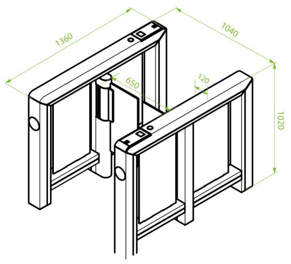 Скоростной распашной турникет ZKTeco Mars-S1000 без считывателей