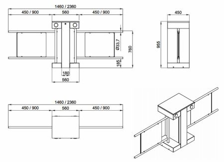 Турникет-калитка двухпроходная моторизованная Came SALOON 705 для маломобильных граждан