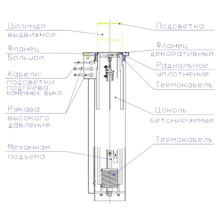 Противотаранный боллард Silar ДПС 20.50.10Г с внешней гидростанцией