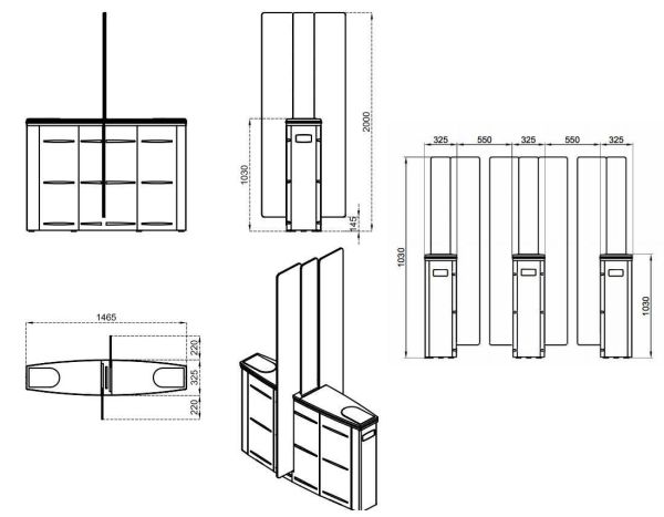 Турникет раздвижной однопроходной Came Sliding Gate SG55, 550 мм, створки 2000 мм (SG55T)