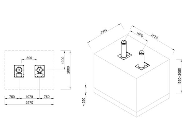 Блокиратор автоматический выдвижной Came HBD 275H900, 1 боллард