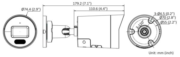 Уличная IP-камера 4Мп ColorVu HiWatch IPC-B042C-G2/UL (2.8 мм) со стробоскопом и динамиком