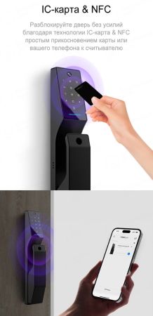 Электронный биометрический замок Moorgen T3+, 7-ми ригельный, видеоглазок, Wi-Fi