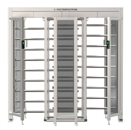 Турникет уличный полноростовой двухпроходной Ростов-Дон ПР2С/4М2 НЕРЖ с ограждением из закаленного стекла