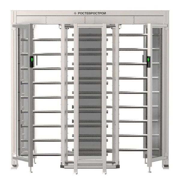 Турникет уличный полноростовой двухпроходной Ростов-Дон ПР2С/4М2 НЕРЖ с ограждением из закаленного стекла