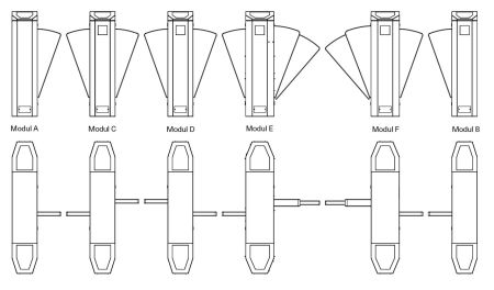 Центральная секция D раздвижного турникета Magnetic MPR-112D-A131 520 мм с 1-ой платой управления, с PUR створками