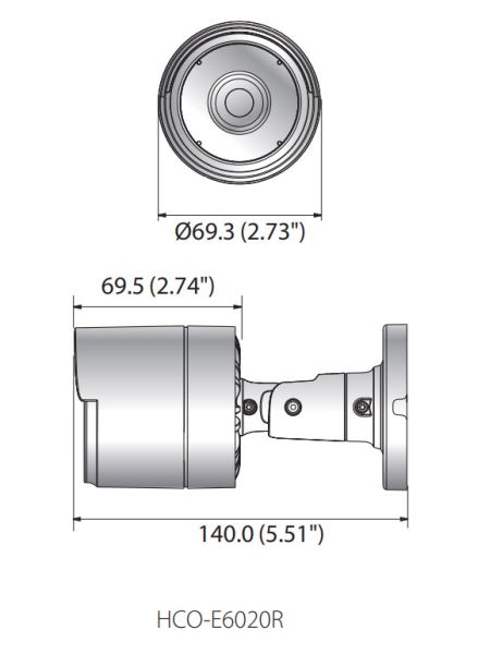 Уличная цилиндрическая AHD камера 2Мп Wisenet HCO-E6020R