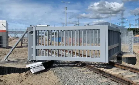 Противотаранные ворота ПВЖ-СБ Кашалот железнодорожные, распашные, гидравлические