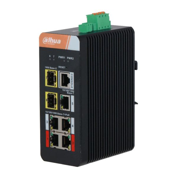 Управляемый 4-портовый промышленный PoE коммутатор Dahua DH-IS4207-4GT-120