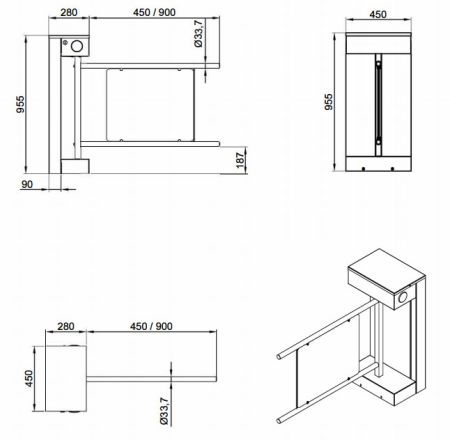 Турникет-калитка моторизованная Came SALOON 705 для маломобильных граждан