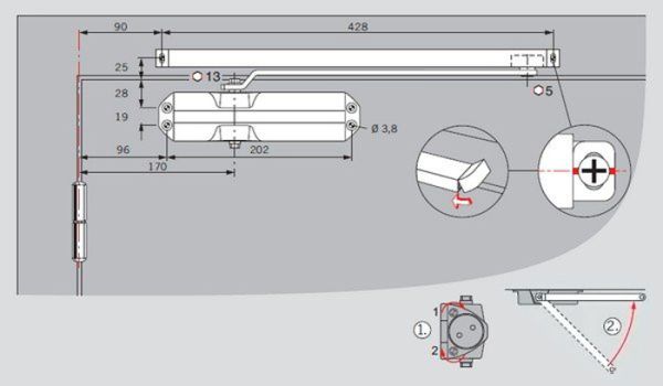 Скользящий канал для доводчиков dormakaba TS Profil, TS Compakt, TS 68, коричневый