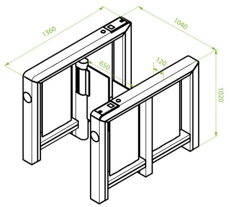 Скоростной распашной турникет ZKTeco Mars Pro-S1000 без считывателей