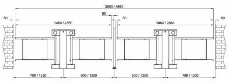 Турникет-калитка двухпроходная моторизованная Came SALOON 705 для маломобильных граждан