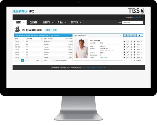 Программное обеспечение TBS BioAdmin на 5 зон доступа