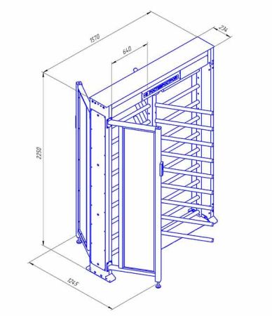 Турникет полноростовой 3-х лопастной со стеклом Ростов-Дон ПР1ЛС/3М2