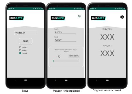 Бесплатное мобильное приложение Rusgate Visitor Counter счетчик для мониторинга количества людей внутри периметра