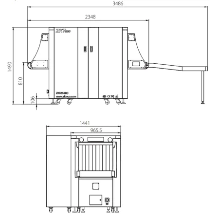 Рентгеновский интроскоп ZKTeco ZKX6550D с двумя проекциями для сканирования ручной клади