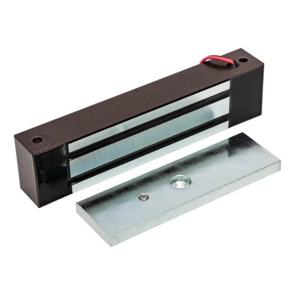 Электромагнитный замок ML-295 KB-2 с уголком и датчиком Холла, коричневый