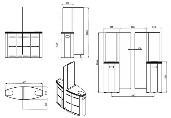 Турникет раздвижной двухпроходной Came Sliding Gate SG90, 900 мм, створки 2000 мм (SG90T-DBL)
